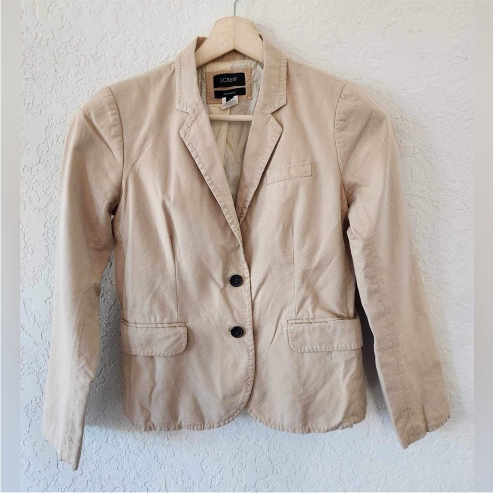 J. Crew Tan polished Cotton Notch-Lapel Schoolboy Blazer size 0